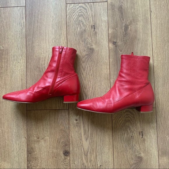 BY FAR Red Este Ankle Boots - Picture 3 of 11